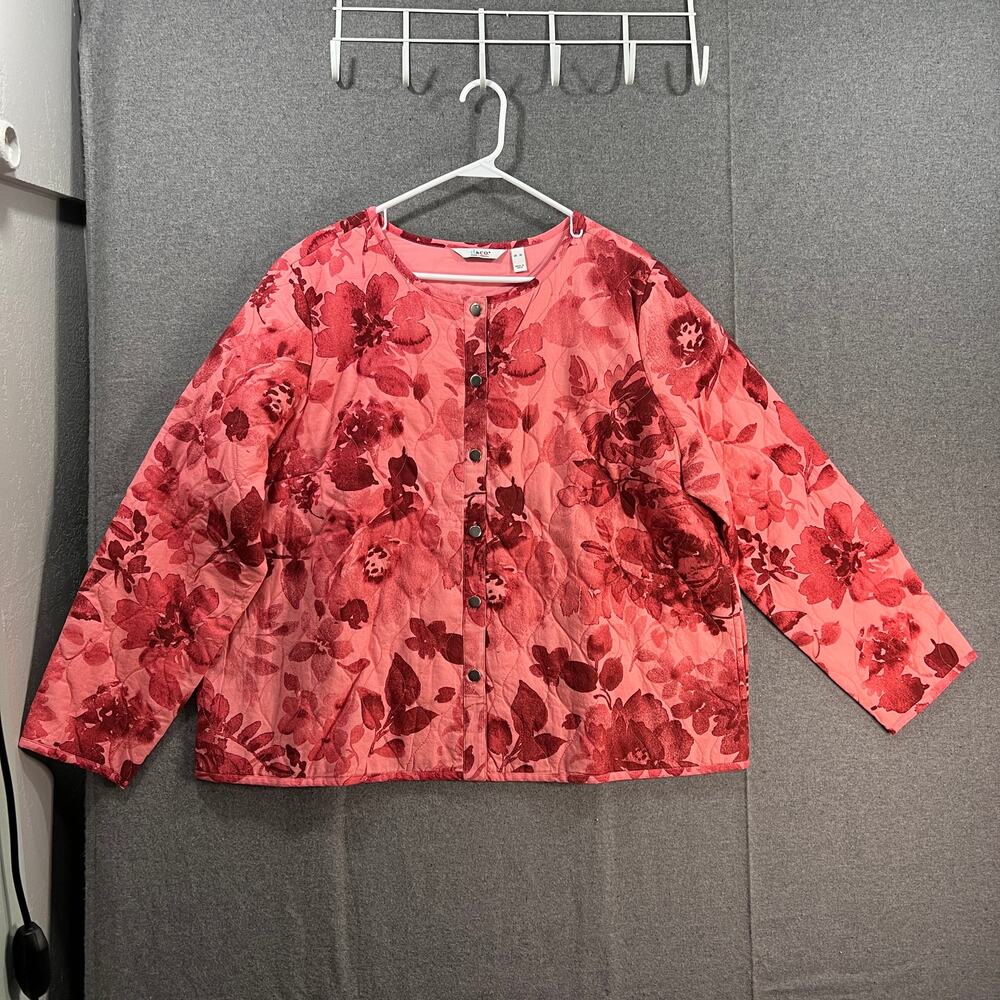 Denim & Co. Cotton Quilted Jacket Rose Floral Size X-Large